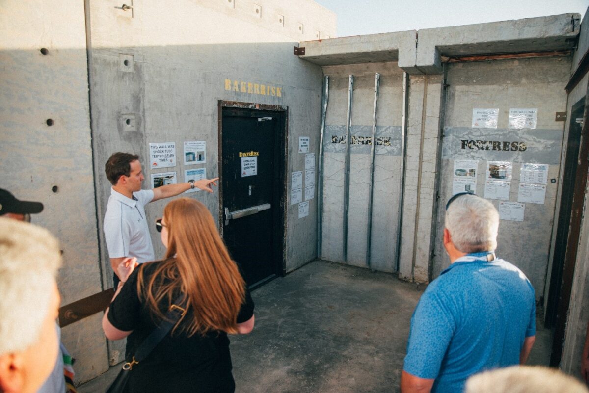 Blast resistant design engineer, Thomas Mander, discussing results from extreme hazards tests performed on FORTRESS building components.